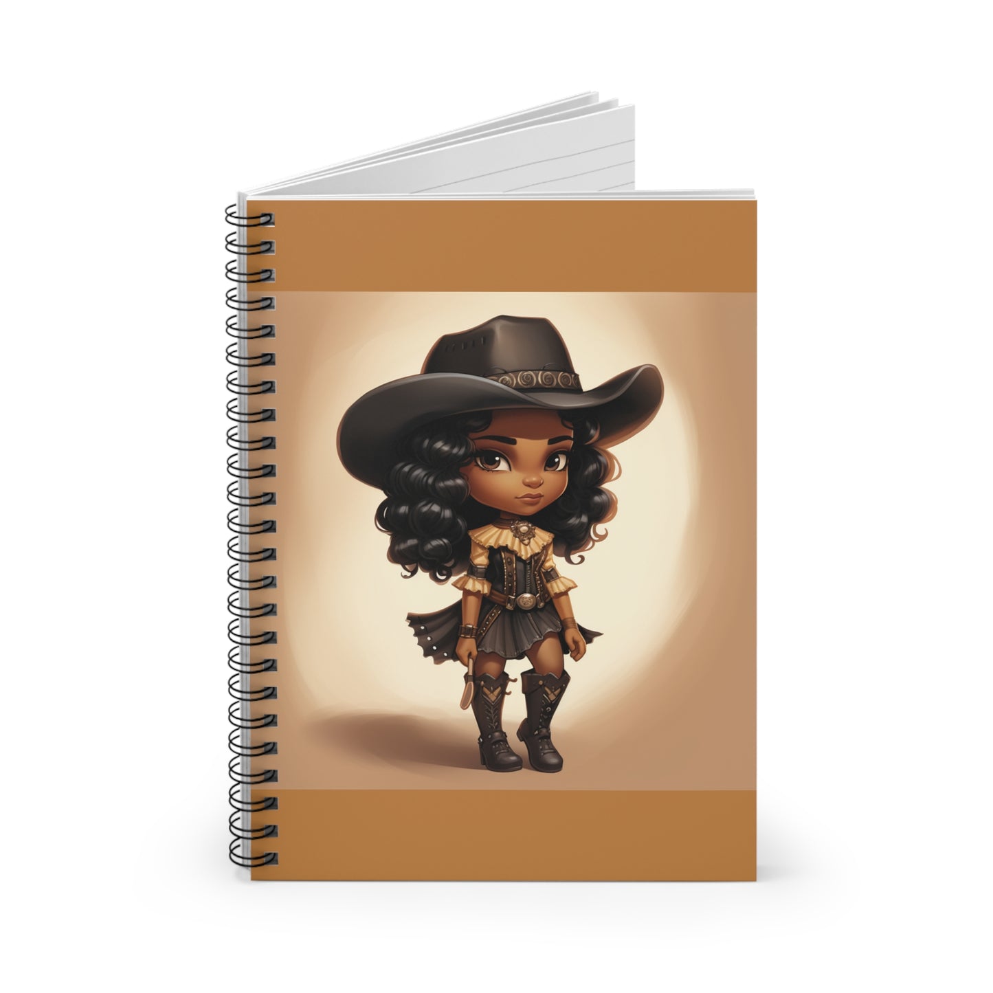 African-American Country Cowgirl with Boots and all School Hobby  Sport Mindset Mindfulness Journal Spiral Notebook - Ruled Line